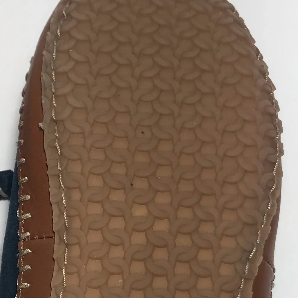 Lands' End Dark Navy Blue Slip On Embroidered Slippers Size 8 - Picture 9 of 12
